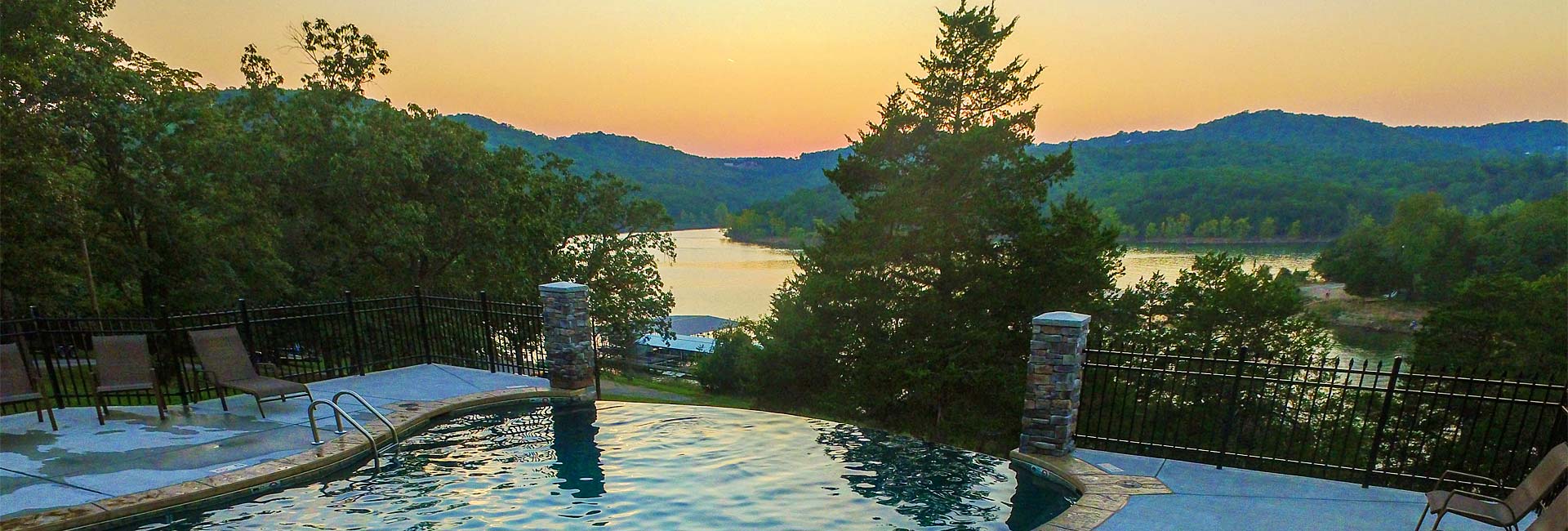 Lakeview from the infinity pool at Alpine Lodge Resort, Branson, MO.